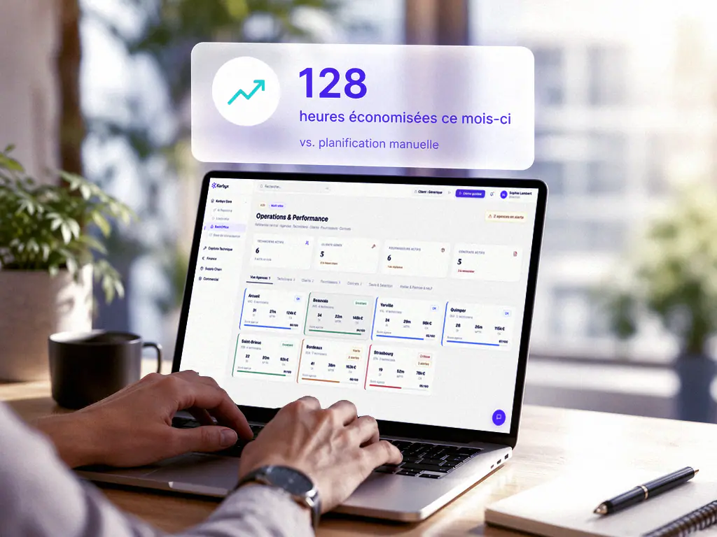 Dirigeant consultant les gains de temps obtenus par ses automatisations IA