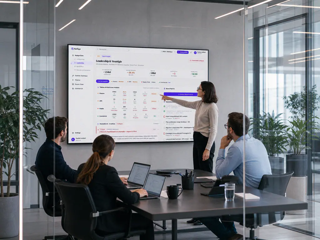 Tableau de bord des automatisations IA connectées aux modules métier