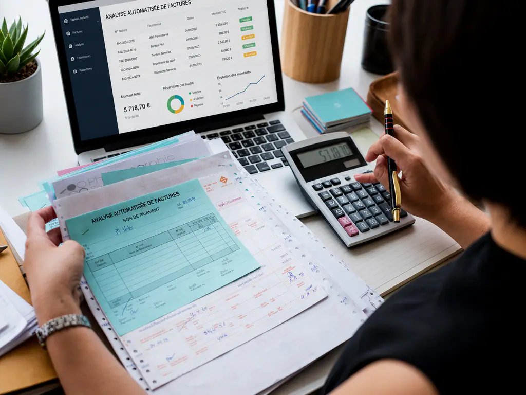 Assistant IA analysant des factures pour un service administratif