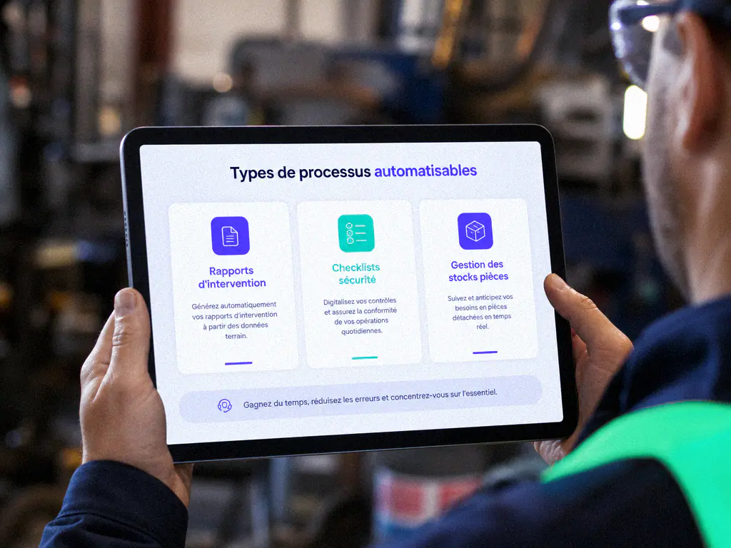 Types de processus métier automatisables présentés sur une tablette
