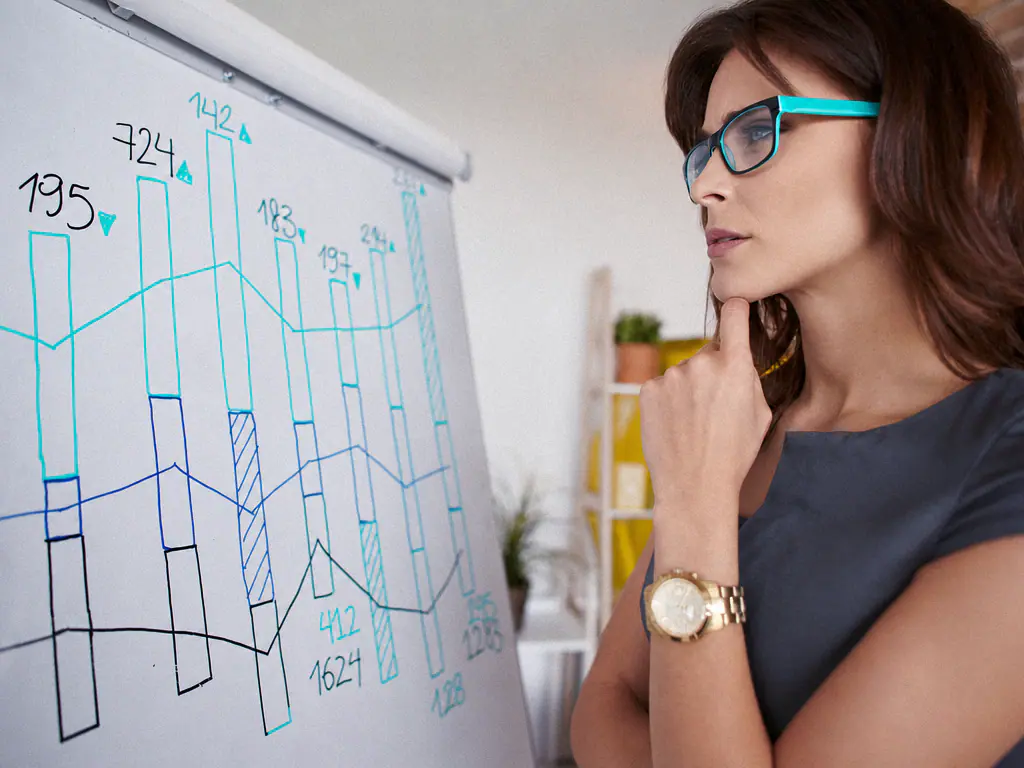 Analyse d’un graphique de prévisions tracé sur un paperboard