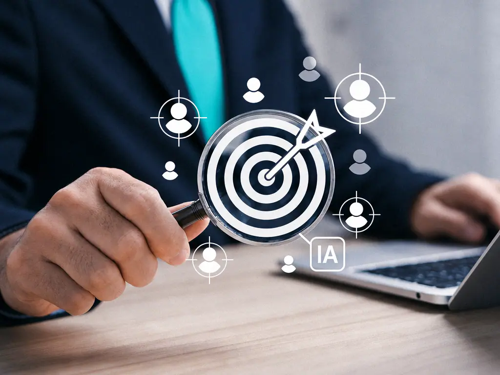 Cible et profils de prospects affichés au dessus d’un ordinateur portable