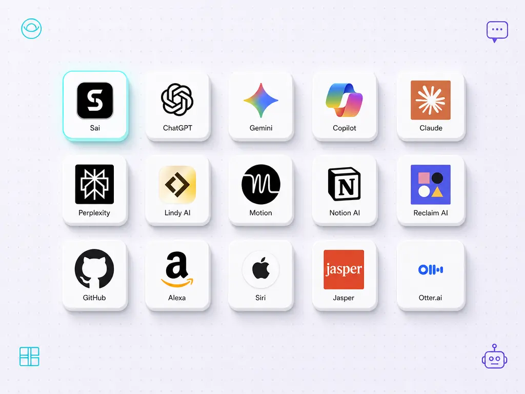 Les logos des principaux assistants IA présentés en grille