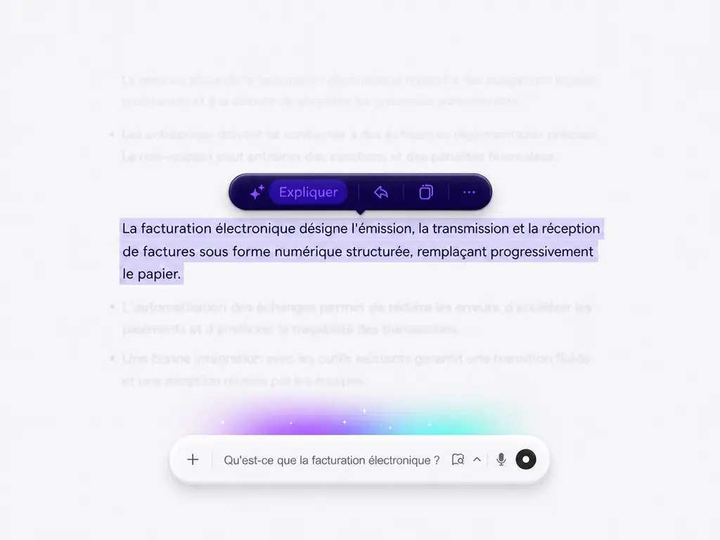 La dÃ©finition de la facturation Ã©lectronique affichÃ©e dans une interface