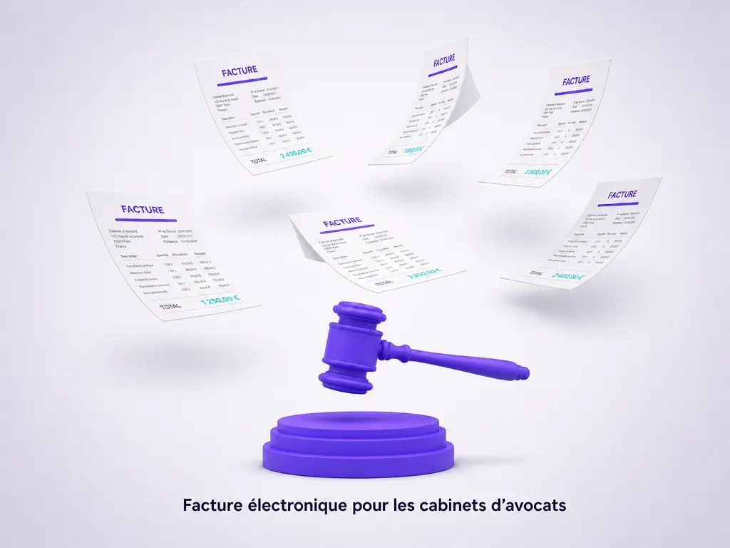 Un marteau de juge entourÃ© de factures Ã©lectroniques