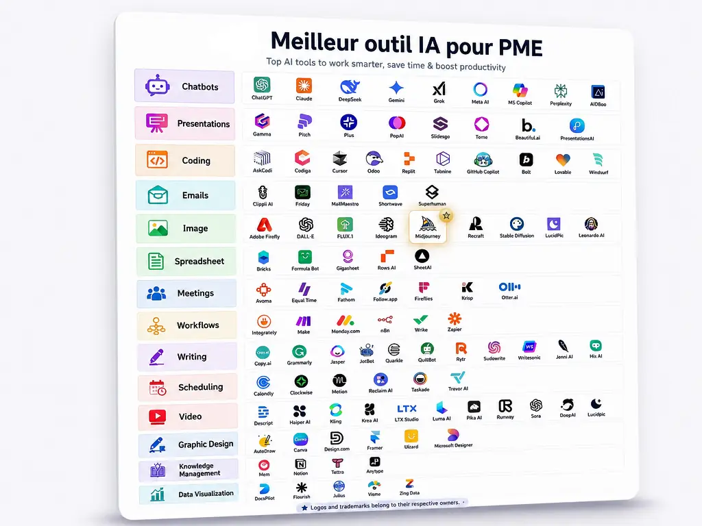 Panorama des outils d’intelligence artificielle classés par catégorie d’usage