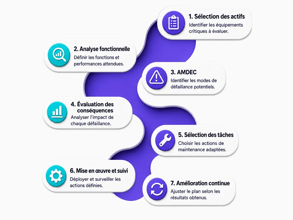 Les étapes de la démarche RCM, de la sélection des actifs à l’amélioration continue